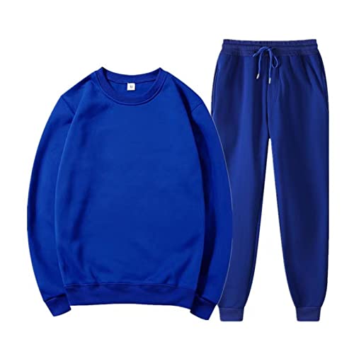 Oversized Jogginganzug Herren Baumwolle Ohne Kapuze - Trainingsanzug Große Größen Hausanzug Unifarben Freizeitanzug Langarm-Shirt & Bündchen Jogginghosen Zweiteilig Set Weich Bequem Nachtwäsche von liaddkv