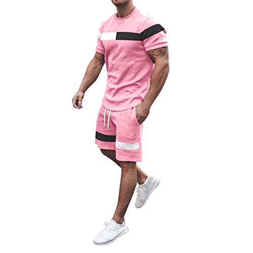 Trainingsanzug Für Herren - Sommer Sportanzug 2 Teiliges Outfit Sport Set Kurzarm T-Shirts + Kurze Hose Sets Freizeitanzug Männer Sommeranzug Mit Sporthose Activewear-Sets von liaddkv