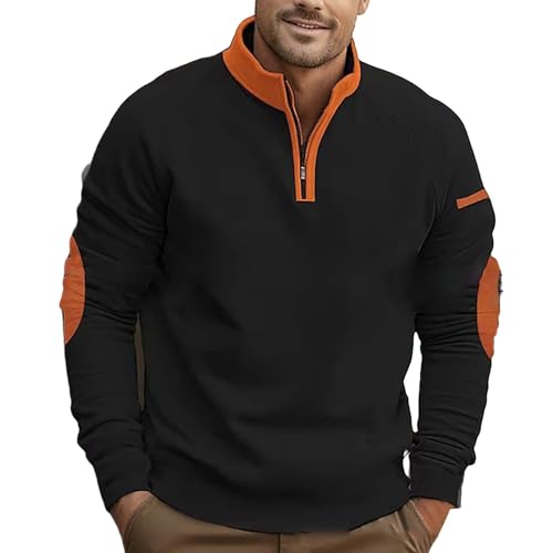 Troyer Pullover Herren Stehkragen Henley Pullover Sweatshirt Leichter Arbeitspullover Klassicher Pulli über Hemd Regular Fit Langarm Sweater Oversized Streetwear für Männer von liaddkv