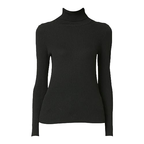 Warm Rollkragenpullover Damen Schwarz Slim Fit - Damen Pulli Langarm Strickpullover Enge Curvy Strickpullis Dicke Winter Sweater Gerippt Herbst Feinstrickpullover Thermo Oberteil Winterpullover von liaddkv