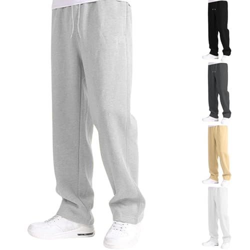 liaddkv Baggy Jogginghose Herren Lang Baumwolle Freizeithose Elastische Taille Jogging Hosen Männer Weites Bein Jogginghosen für Herren mit Taschen Sweat Pants Leicht Atmungsaktiv Sweathose von liaddkv