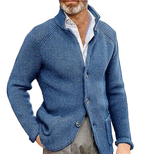 Cardigan Herren Strick Anzugjacke Blau Männer Regular Fit Strickjacke Frühling Herbst Freizeitanzug Blazer Klassisch Sakko Geeignet Für Party Datum Abschlussball Hochzeit Smoking von liaddkv