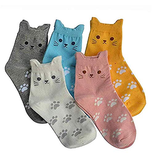 liaddkv Comic-Fußabdrücke Cute Women Casual-Cotton-Socken Katzensocken Muster Socken Damen 39-42 Ohne Bündchen von liaddkv