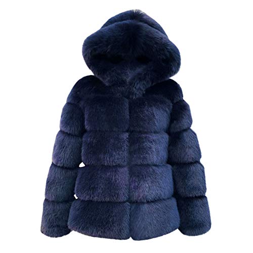 liaddkv Damen Kunstpelz Mantel Kurzer Übergangsjacke Mit Kapuzen Faux Pelz Winterjacke Kunstfell Fleecejacke Crop Pelzmantel Flauschige Cardigan Mantel Plüsch Felljacke Einfarbig Dicker ParkaA von liaddkv