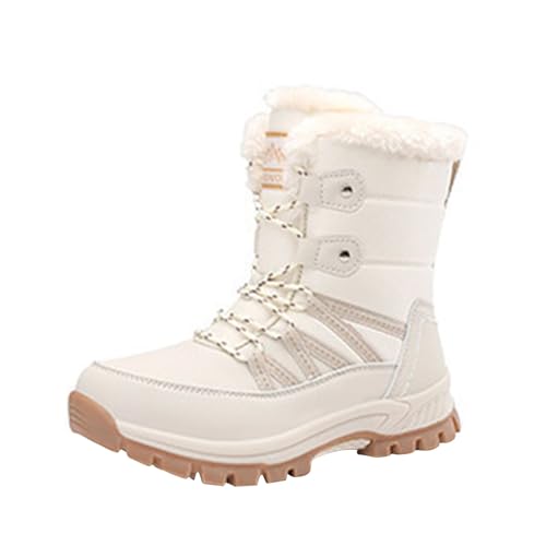 liaddkv Damen Winterstiefel Gefüttert Hoch, Schneestiefel Halbschaft Schnürstiefel Flausching Fleece Thermostiefel Rutschsicher Winterschuhe Plateau Outdoorschuhe Teenager-Mädchen Schneeboots von liaddkv