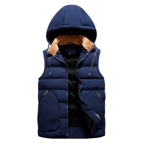 liaddkv Daunenweste Herren Schwarz Ohne Ärmel Steppweste mit Tasche Weste mit Kapuze Sportweste Komfortabel Warme Kapuzenjacke Große Größen Übergangsweste Freizeit Wanderjacke Sweatjacke Herren von liaddkv