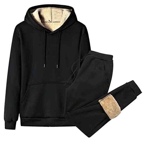 liaddkv Hausanzug Herren Kuschelig Warm Winter - Jogginganzug 2-Teilig Fleece Hoodie-Jacke & Thermo Jogginghose Verdickte Sportanzug Flausching Hosenanzug Plüsch Sweatjacke + Trainingshosen von liaddkv