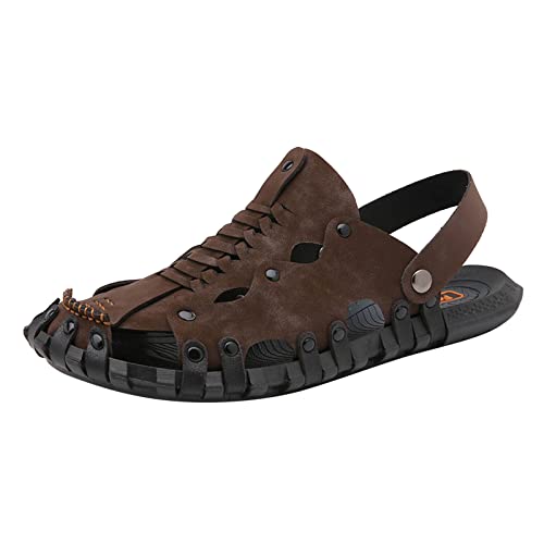 liaddkv Herren Sandalen Sommer Muster Mode weiche Sohle bequem Trend Indoor und Outdoor Hausschuhe rutschfeste Strandschuhe Bommel Herren Schuhe 44 (Brown, 40) von liaddkv