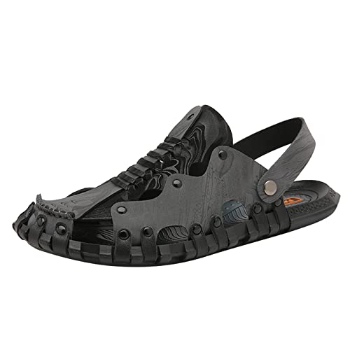 liaddkv Herren Sandalen Sommer Muster Mode weiche Sohle bequem Trend Indoor und Outdoor Hausschuhe rutschfeste Strandschuhe Bommel Herren Schuhe 44 (Grey, 41) von liaddkv