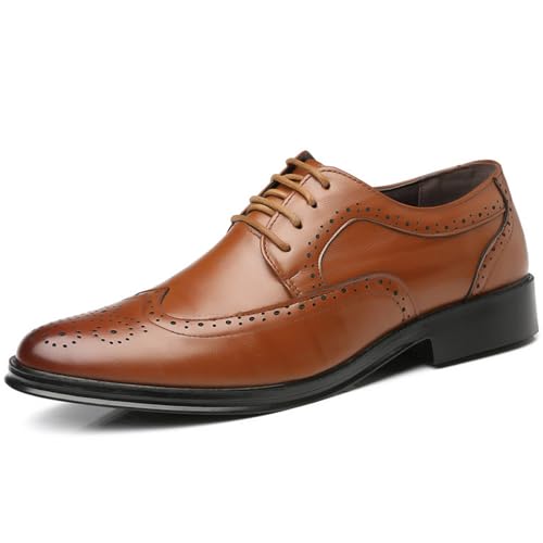 liaddkv Herrenschuhe aus lackiertem im britischen Spleißen, Business-Casual-Stil, Herren-Lederschuhe Wasserfeste Schuhe Herren 44 (Brown, 46) von liaddkv