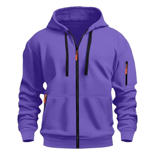liaddkv Hoodie Herren Oversize, Einfarbig Langarm Kapuzenpulli Zip Hoodie Bequem Wärme Sweatshirt mit Taschen Herren-Jacken Leichte Übergangsjacke Jogging Hoody Männer für Sport & Freizeit von liaddkv
