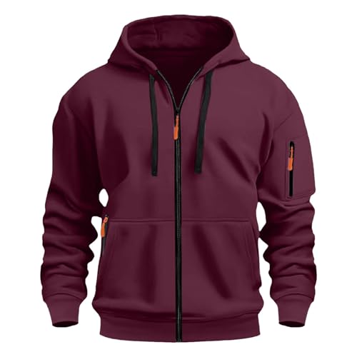 liaddkv Hoodie Herren Reißverschluss, Einfarbig Langarm Kapuzenpulli Zip Hoodie Bequem Wärme Sweatshirt mit Taschen Herren-Jacken Leichte Übergangsjacke Jogging Hoody Männer für Sport & Freizeit von liaddkv