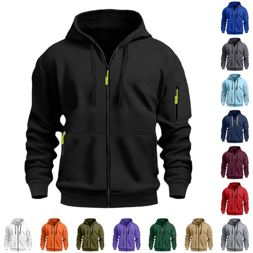 liaddkv Hoodie Herren Reißverschluss, Sweatjacke Herren mit Kapuze Oversized Sweatshirt Jacke Herbst Winter Warme Sweater Leichte Übergangsjacke Sport Casual Outdoor Arbeitspullover mit Taschen von liaddkv