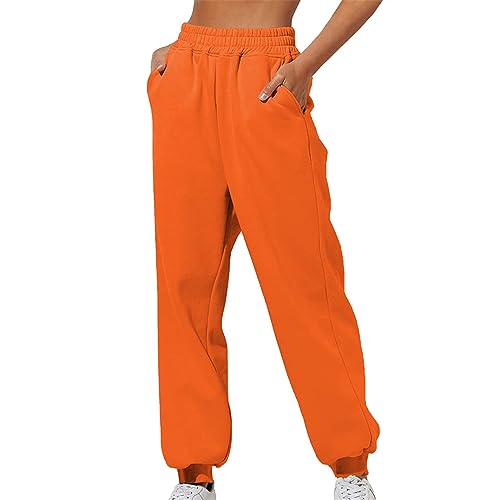 liaddkv Jogginghose Damen Baumwolle Herbst Winter Wärme Sporthose Einfarbig Hose Damen High Waist Freizeithose Elegant Jogginghose Damen Yoga Hose Cargohose Damen Baggy Trainingshose von liaddkv