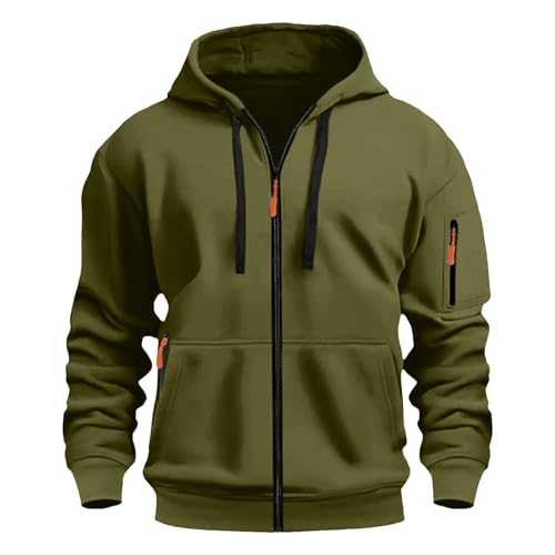 liaddkv Kapuzenjacke Herren Oversized, Einfarbig Langarm Kapuzenpulli Zip Hoodie Bequem Wärme Sweatshirt mit Taschen Herren-Jacken Leichte Übergangsjacke Jogging Hoody Männer für Sport & Freizeit von liaddkv