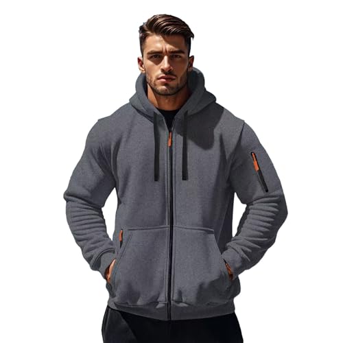 liaddkv Kapuzenjacke Herren Oversized, Einfarbig Langarm Kapuzenpulli Zip Hoodie Bequem Wärme Sweatshirt mit Taschen Herren-Jacken Leichte Übergangsjacke Jogging Hoody Männer für Sport & Freizeit von liaddkv