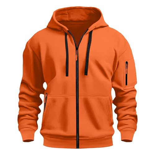 liaddkv Kapuzenpullover für Herren Zip, Einfarbig Langarm Kapuzenpulli Zip Hoodie Bequem Wärme Sweatshirt mit Taschen Herren-Jacken Leichte Übergangsjacke Jogging Hoody Männer für Sport & Freizeit von liaddkv