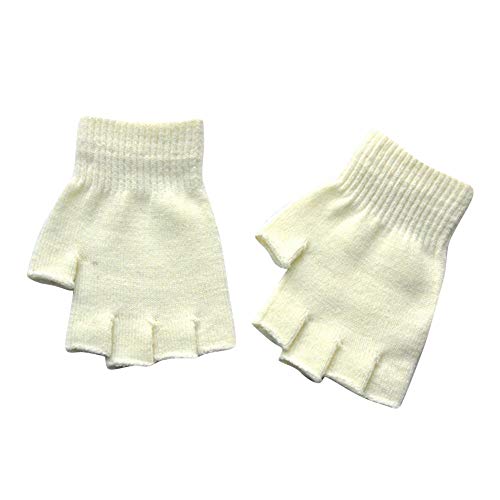 liaddkv Mitte häkeln Winter warme Unisex-Strickhandschuhe Halbfinger Fingerlose Handschuhe für Erwachsene Handschuhe Rot Lang (White, One Size) von liaddkv