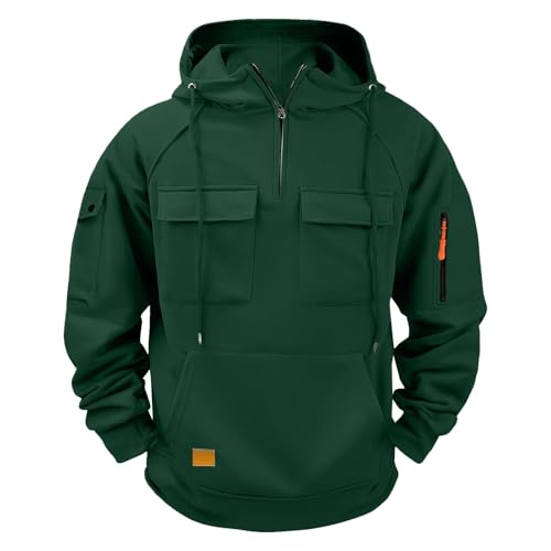 liaddkv Pullover Herren 1/4 Zip Hoodie Oversize Cargo Arbeitspullover mit Multi-Taschen Langarm Sweatshirt Vintage Kapuzenpullover Herbst Winter Fleecepullover Hoody Herren mit Kapuze liaddkv Pullover Herren 1/4 Zip Hoodie Oversize Cargo Arbeitspullover mit Multi-Taschen Langarm Sweatshirt Vintage Kapuzenpullover Herbst Winter Fleecepullover Hoody Herren mit Kapuze von liaddkv