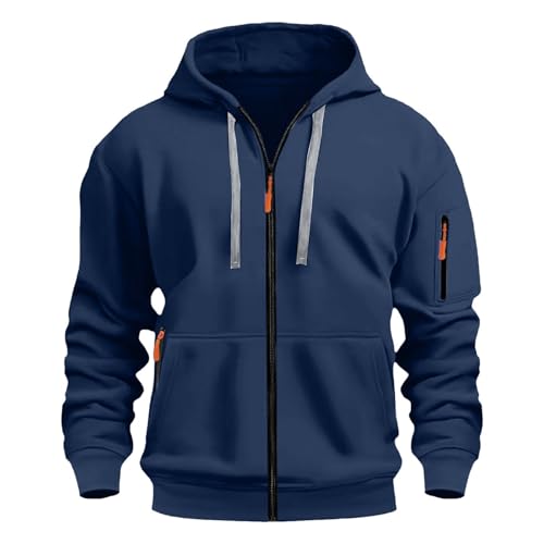 liaddkv Pullover Herren mit Kapuze, Einfarbig Langarm Kapuzenpulli Zip Hoodie Bequem Wärme Sweatshirt mit Taschen Herren-Jacken Leichte Übergangsjacke Jogging Hoody Männer für Sport & Freizeit von liaddkv