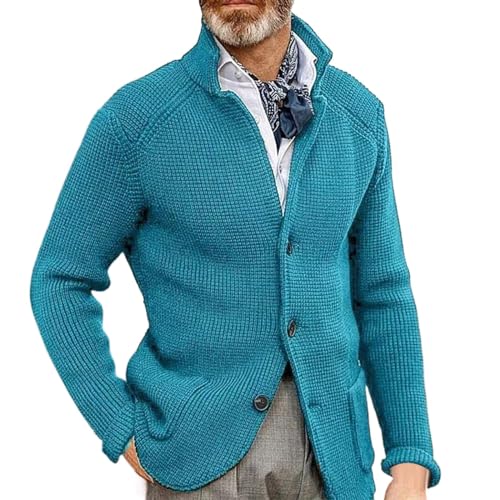 liaddkv Sakko Herren Blau Strick Anzugjacke Herren Regular Fit Herbst Winter Freizeitanzug Blazer Herren Klassisch Sakko wärme Geeignet Für Party Datum Abschlussball Hochzeit Smoking von liaddkv