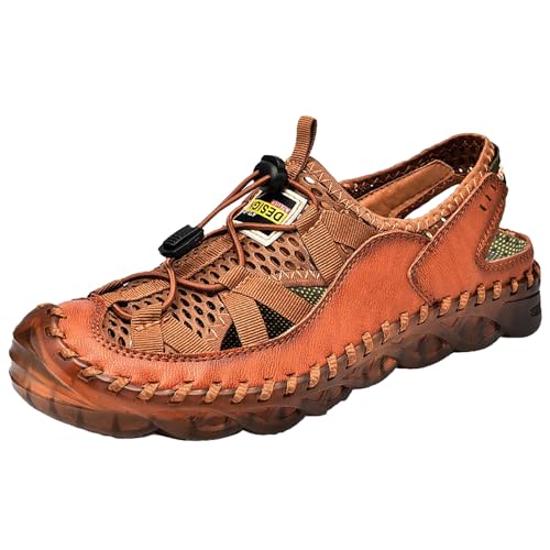 liaddkv Sandalen für Herren, Sommer-Sandalen aus ausgehöhltem, lässige Sandalen, Strandschuhe mit weicher Sohle Mountainbike Schuhe Herren Klickpedale (Brown, 38) von liaddkv