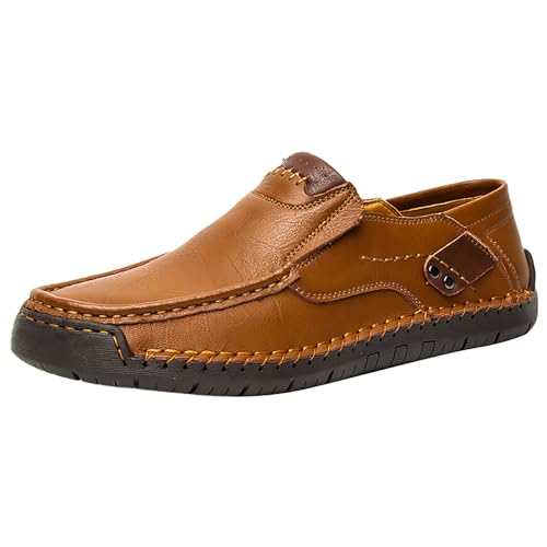 liaddkv Steigbügel Freizeitschuhe aus Formelle Moderne Business-Casual-Komfortable formelle Herren-Lederschuhe Coole Schuhe Herren Sneaker (Brown, 45) von liaddkv