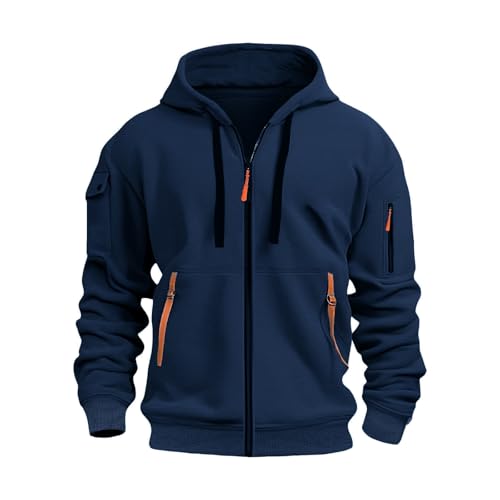 liaddkv Sweatjacke Herren mit Kapuze Einfarbig Langarm Kapuzenpulli Zip Hoodie Bequem Wärme Sweatshirt mit Taschen Herren-Jacken Leichte Übergangsjacke Jogging Hoody Männer für Sport & Freizeit von liaddkv