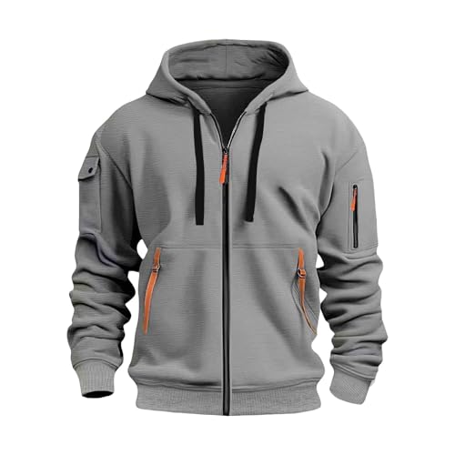 liaddkv Sweatjacke Herren mit Kapuze Einfarbig Langarm Kapuzenpulli Zip Hoodie Bequem Wärme Sweatshirt mit Taschen Herren-Jacken Leichte Übergangsjacke Jogging Hoody Männer für Sport & Freizeit von liaddkv