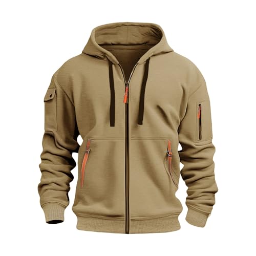 liaddkv Sweatjacke Herren mit Kapuze Einfarbig Langarm Kapuzenpulli Zip Hoodie Bequem Wärme Sweatshirt mit Taschen Herren-Jacken Leichte Übergangsjacke Jogging Hoody Männer für Sport & Freizeit von liaddkv