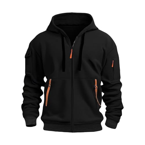 liaddkv Sweatjacke Herren mit Kapuze Einfarbig Langarm Kapuzenpulli Zip Hoodie Bequem Wärme Sweatshirt mit Taschen Herren-Jacken Leichte Übergangsjacke Jogging Hoody Männer für Sport & Freizeit von liaddkv