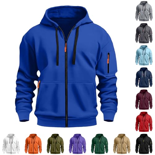 liaddkv Sweatshirt Jacke Herren, Einfarbig Langarm Kapuzenpulli Zip Hoodie Bequem Wärme Sweatshirt mit Taschen Herren-Jacken Leichte Übergangsjacke Jogging Hoody Männer für Sport & Freizeit von liaddkv