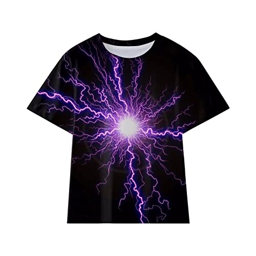 liaddkv T-Shirt für Kinder, Jungen, Mädchen, kurzärmelig, modisch, cool, 3D-Drucke, Shirt, Geschenk, trendiges Kinder-T-Shirt, lustiges Jugend-Shirt, violett, 8-10 Jahre von liaddkv