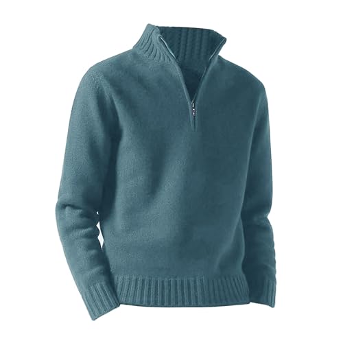 liaddkv Übergangsjacken Herren Quarter Zipper Pullover Casual Stehkragen Pullover Gestrickte Stehkragen Pullover Pullover Mantel (Blue, M) von liaddkv