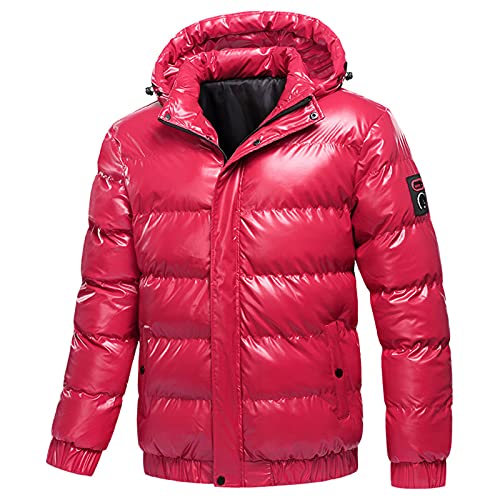 liaddkv Winterjacke Herren Steppjacke Dicke Warme Daunenjacken Glänzende Mit Abnehmbarer Kapuze Windjacke Parka Einfarbig Winter Jacken Reißverschluss Metall Outdoor Outwear Skijacke Herren Xxl von liaddkv