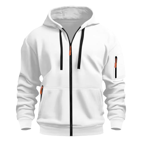 liaddkv Zip Hoodie Herren, Einfarbig Langarm Kapuzenpulli Zip Hoodie Bequem Wärme Sweatshirt mit Taschen Herren-Jacken Leichte Übergangsjacke Jogging Hoody Männer für Sport & Freizeit von liaddkv