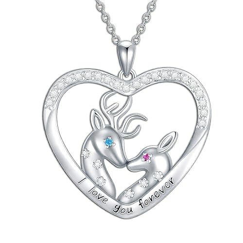 Mutter und Tochter Halskette, Silber Herz Anhänger Kette Schmuck, Weihnachten Geburtstag Geschenke für Mutter Tochter, Muttertag Kette (silver-B) von liameya