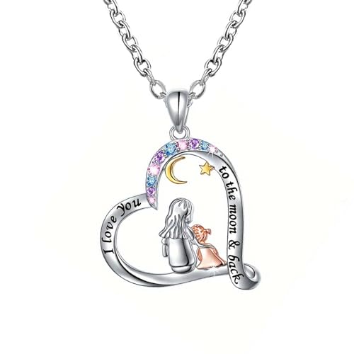 liameya Mutter und Tochter Halskette, Silber Herz Anhänger Kette Schmuck, Weihnachten Geburtstag Geschenke für Mutter Tochter, Muttertag Kette (heart) von liameya