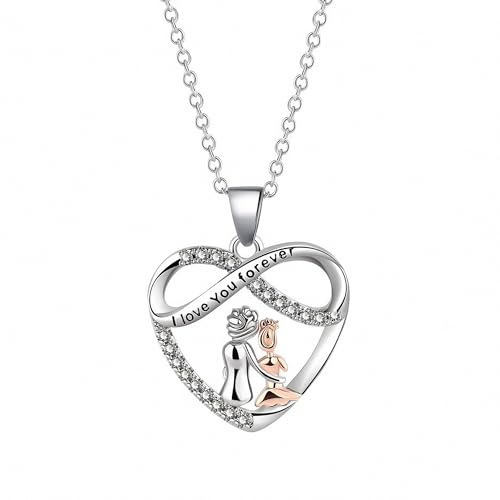 liameya Mutter und Tochter Halskette, Silber Herz Anhänger Kette Schmuck, Weihnachten Geburtstag Geschenke für Mutter Tochter, Muttertag Kette (heart-A) von liameya