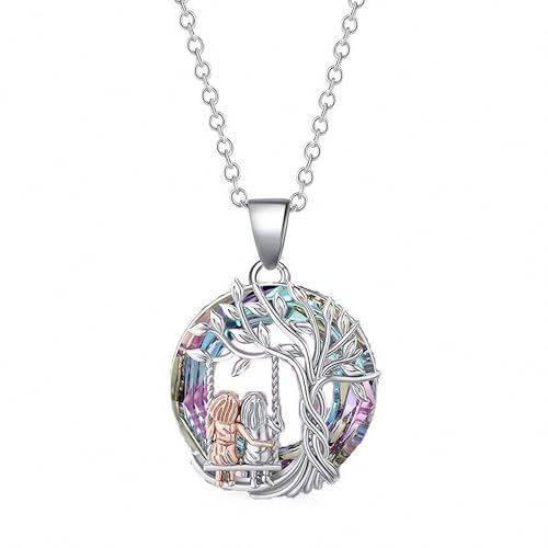 liameya Mädchen Schwestern Kette, Freundschaftskette für Mädchen, Silber BFF Freunde Kette, Schwester Anhänger Halskette Schmuck Geschenke für Kommunion Geburtstage Weihnachten Neujahr(Silver A) von liameya