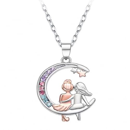 Schwestern Halskette Mädchen Silber Anhänge Kette, Damen Freundschaftskette BFF Freunde Kette, Schwester Schmuck Geschenke für Geburtstage Weihnachten Neujahr, Kommunion Geschenk Mädchen (Silver B) von liameya
