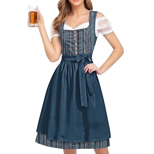 liangp Dirndl Damen midi Trachtenkleid Damen Trachtenrock Trachtenmode Kleid Schürze 2 teilig für Oktoberfest von liangp