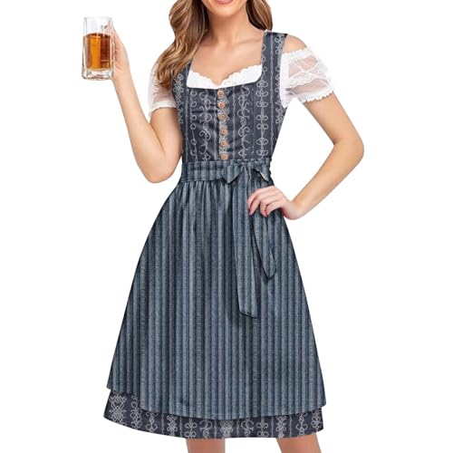 liangp Dirndl Damen midi Trachtenkleid Damen Trachtenrock Trachtenmode Kleid Schürze 2 teilig für Oktoberfest von liangp