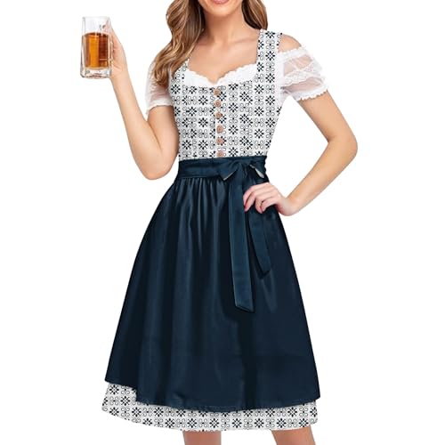 liangp Dirndl Damen midi Trachtenkleid Damen Trachtenrock Trachtenmode Kleid Schürze 2 teilig für Oktoberfest von liangp