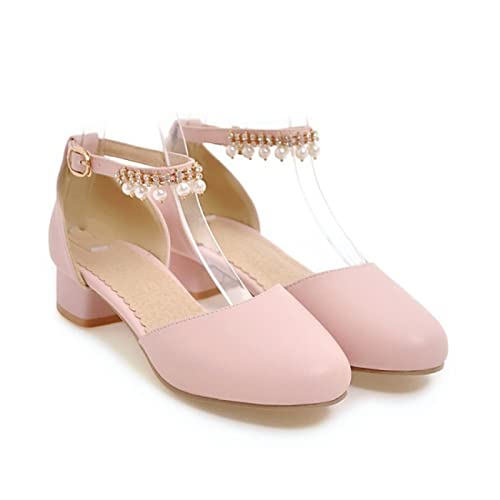 liangp Mädchen Mary Jane Kleid Schuhe Pumps Low Heels Party High School Prom Sandalen Grils Kleid Schuhe 37 Kinder (Pink, 35.5 Big Kids) von liangp