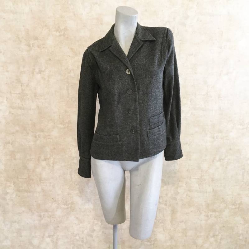 Vintage 40Er Bobbie Brooks Graue Wolle Unlined Jacke in Charcoal Grau Klein Medium von lianserene