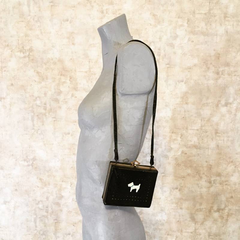 Vintage 50Er Jahre Scottie Hunde Geldbeutel Aus Schwarzem Kunstleder von lianserene