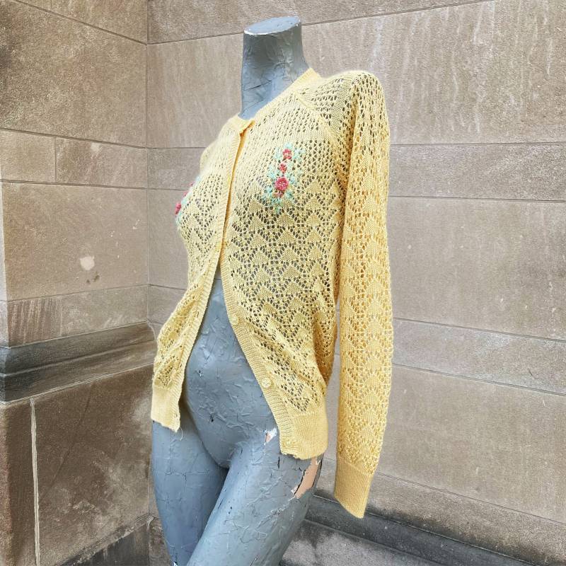 Vintage 60Er Baby Gelbe Gossamer Spinne Web Cardigan Klein von lianserene