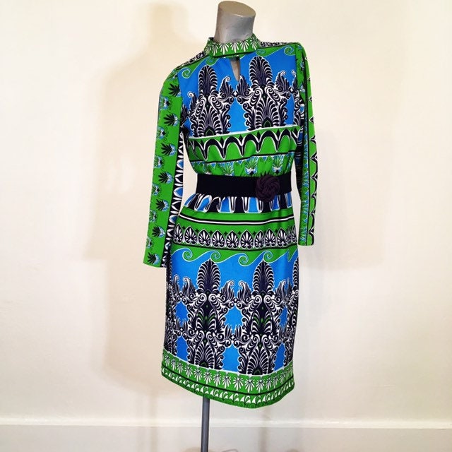 Vintage 60Er Jahre Blau Grün Mod Mantel Mini Kleid Kostenloser Versand in Us-Klein Medium von lianserene