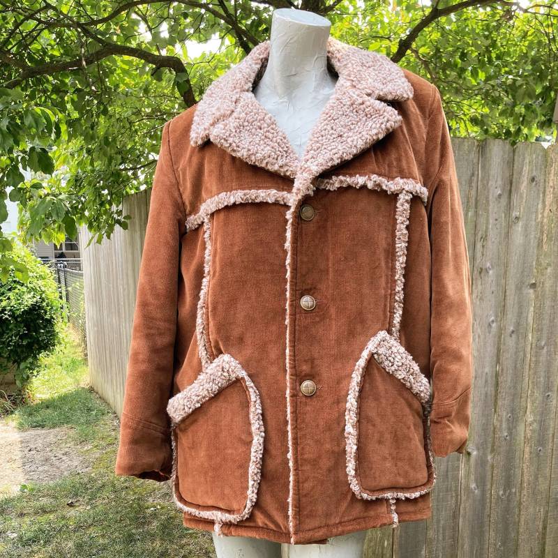Vintage 60Er Warm Brauner Samtmantel Unisex Automantel von lianserene